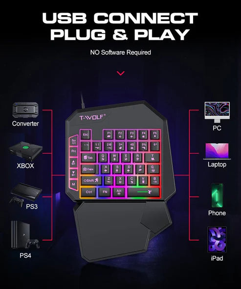 Single Hand Mouse Keyboard Suit