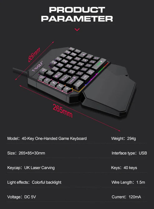 Single Hand Mouse Keyboard Suit